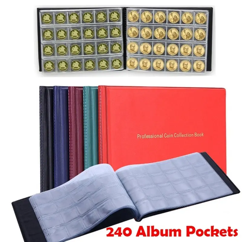 

10 Pages 240 Pockets Coin Album Book Collection Home Decoration Photo Album PVC Coin Penny Money Storage Book Case Folder Holder