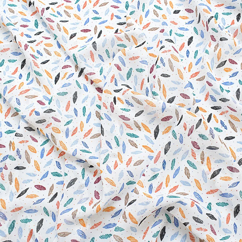 

1meters price,high viscose chiffon spring and summer printed fabrics white background color graffiti style soft clothing fabrics