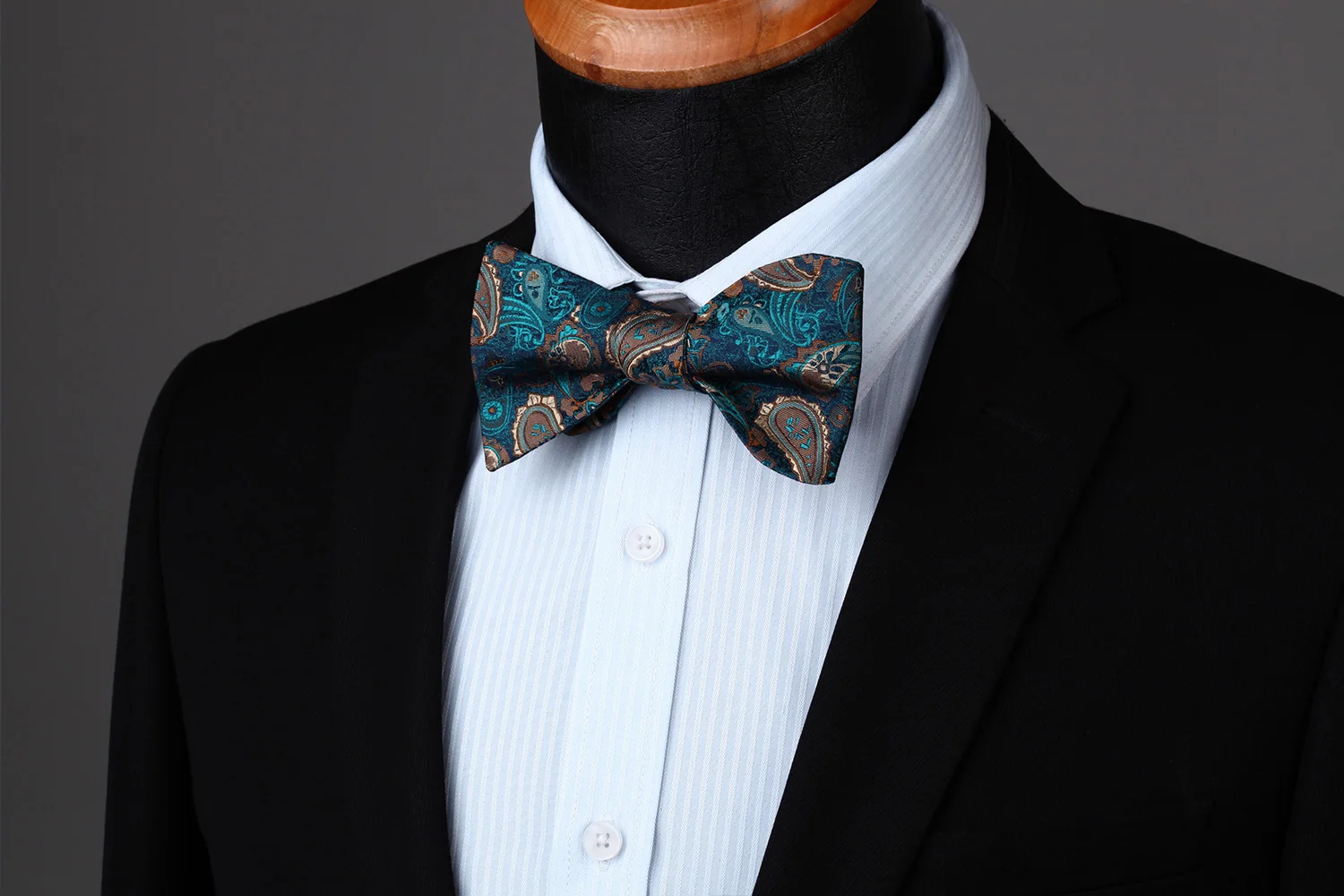  Pocket Square Classic Party Wedding BZP15QS3 Blue Green Paisley Men Silk Self Bow Tie handkerchief 