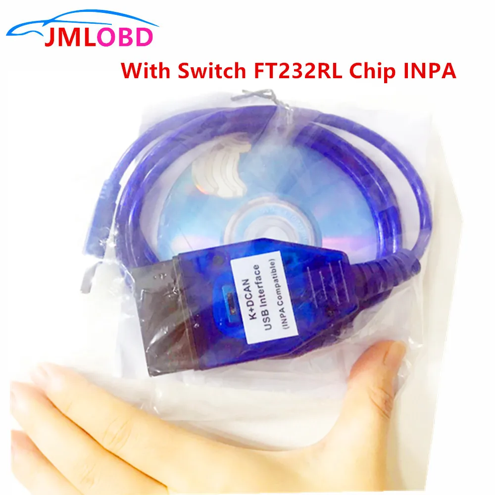 С переключателем FT232RL чип INPA Ediabas K+ DCAN OBD2 USB интерфейс для BW INPA K DCAN диагностический кабель для диагностики неисправностей