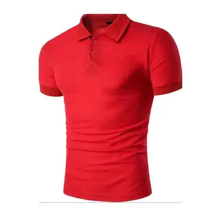 Лидер продаж, летняя мужская одежда, свободное, облегающее, с жемчужинами, хлопковый воротник, короткий рукав, Повседневная Базовая Мужская рубашка поло для отдыха - Цвет: Красный