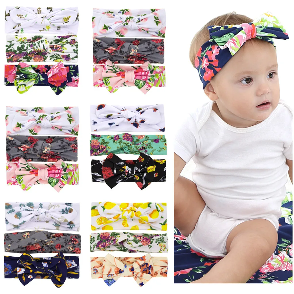 

3pcs Baby Headband Newborn Floral Kids Girl Headbands Headwear Bow Knot Baby Girl Hairband Baby Hair Accessories