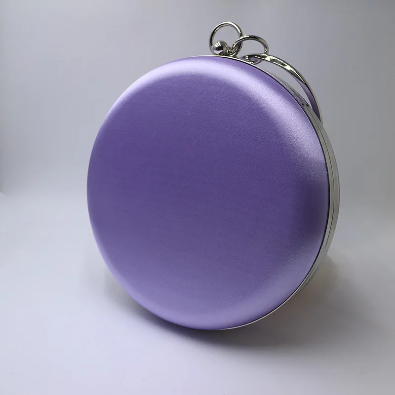 Nuphia Новые простые круглые коробки сцепления мяч форма вечерние сумки шелковые Сатиновые вечерние сумки красный/зеленый - Цвет: Bright Purple