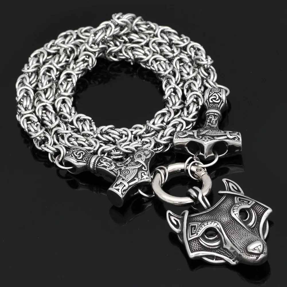 

Nordic viking 3 Thor hammer Mjolnir Norse - handmade chain with gift bag