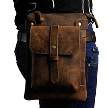 Мужская сумка-мессенджер из воловьей кожи Crazy Horse/масляной вощеной кожи, чехол для телефона, сумка для путешествий, набедренный пояс, сумка через плечо из натуральной кожи