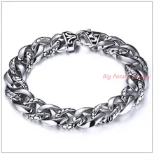8 66 13mm Charming New 316L Stainless Steel Silver Punk Jewelry Tone Curb Cuban Chain Men