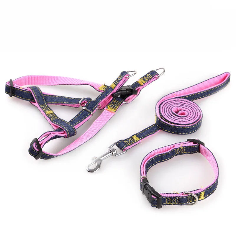 Adjustable No-Pull Denim Dog Harnesses Leash Collar for Greater Control Safety Dog Training Walking Running Rescue Harness 18