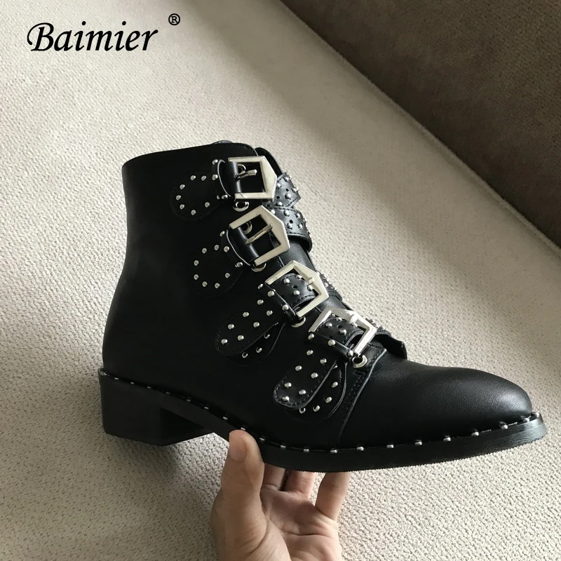 Baimier/зимние женские ботинки из натуральной кожи Женские ботильоны с серебряной