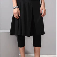 Летние новые сексуальные поддельные две брюки tide мужская мода ночной клуб волос стилист мода юбка брюки представление брюки