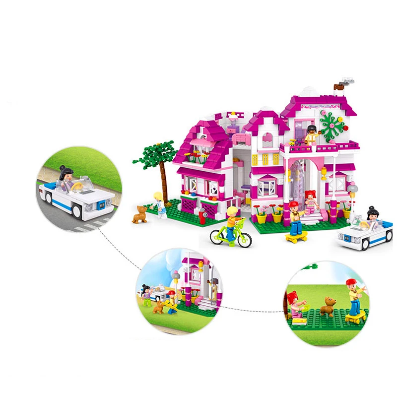 

726pcs Ls Friends Pink Dream Series Sunshine Villa Model Building Blocks Sets Bricks Educational Toys for Children
