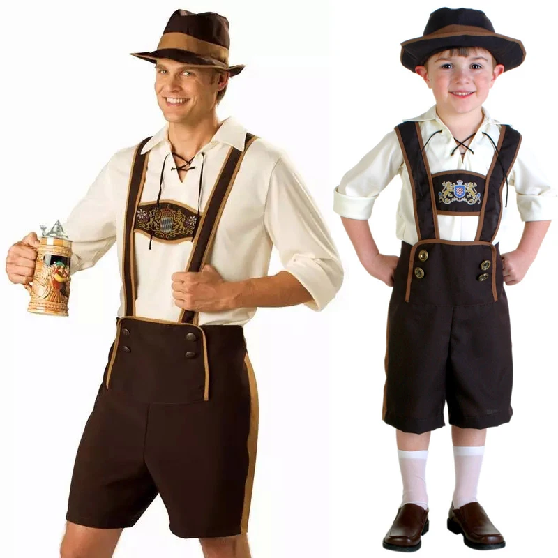 Plus XL XXL Men Bartender Uniform German Oktoberfest Beer Costume White