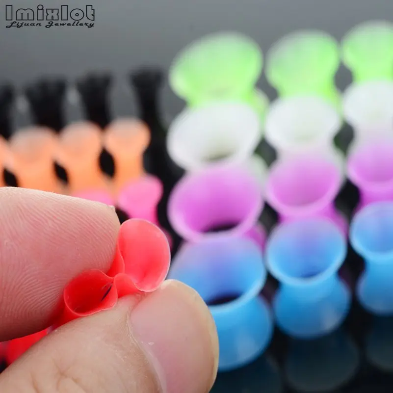 

12Pcs/Set Silicone Flexible Thin Double Flared Ear Plugs Flesh Tunnel Ear Gauge Expander Stretcher Earlets Earrings Ear Piercing