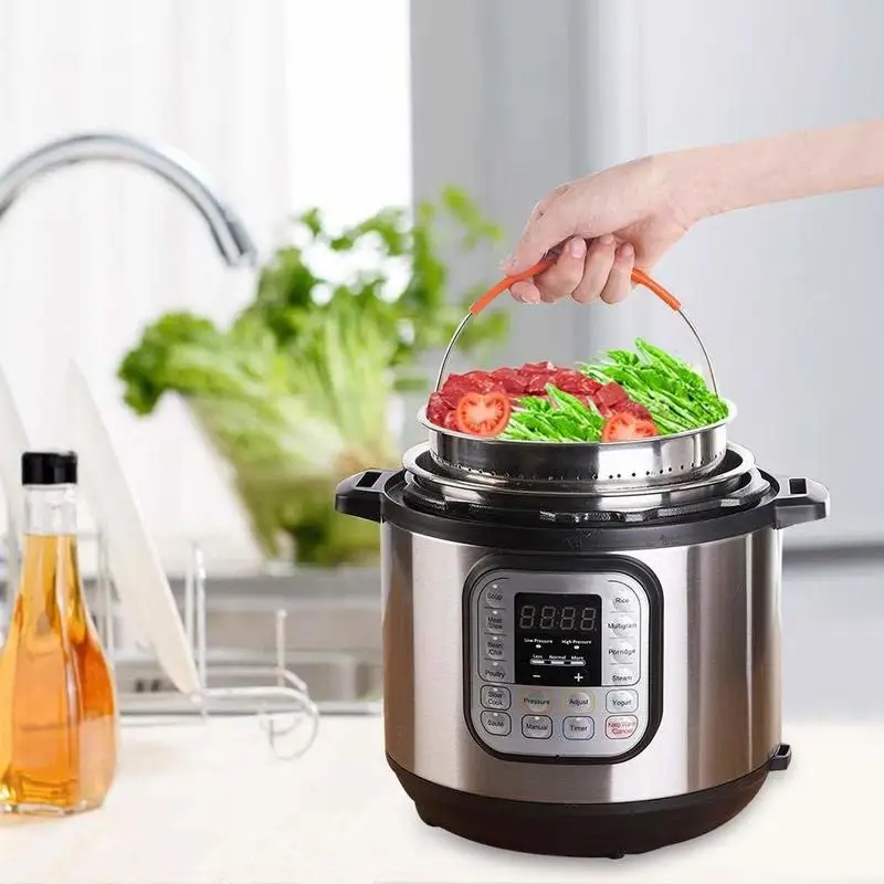 

1 pcs Original Sturdy Steamer Basket for 6 Quart Instant Pot Pressure Cooker with Silicone Covered Handle Kitchen Tool