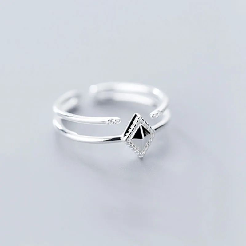 INZATT, настоящее 925 пробы, серебряное кольцо с геометрическим ромбовидным орнаментом для женщин, модные, вечерние, минималистичное кольцо в стиле панк, хорошее ювелирное изделие