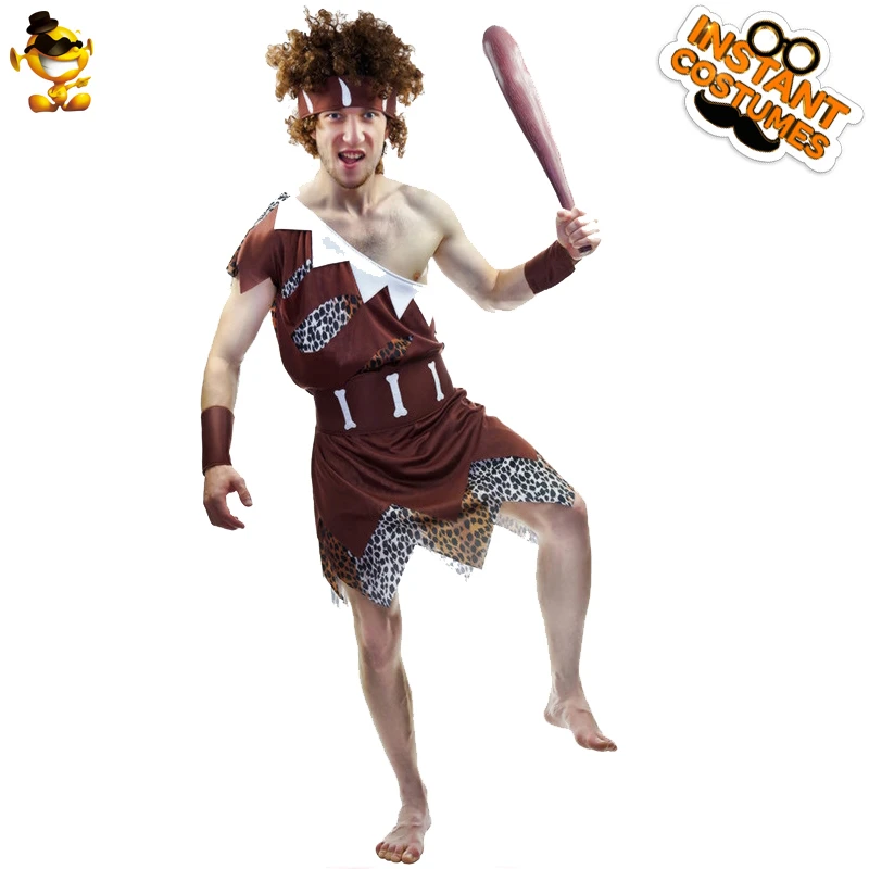 Caveman Costume Men Tunic Adult Jungle Prehistoric Fancy Dress Outfit Party  - Cosplay Costumes - AliExpress