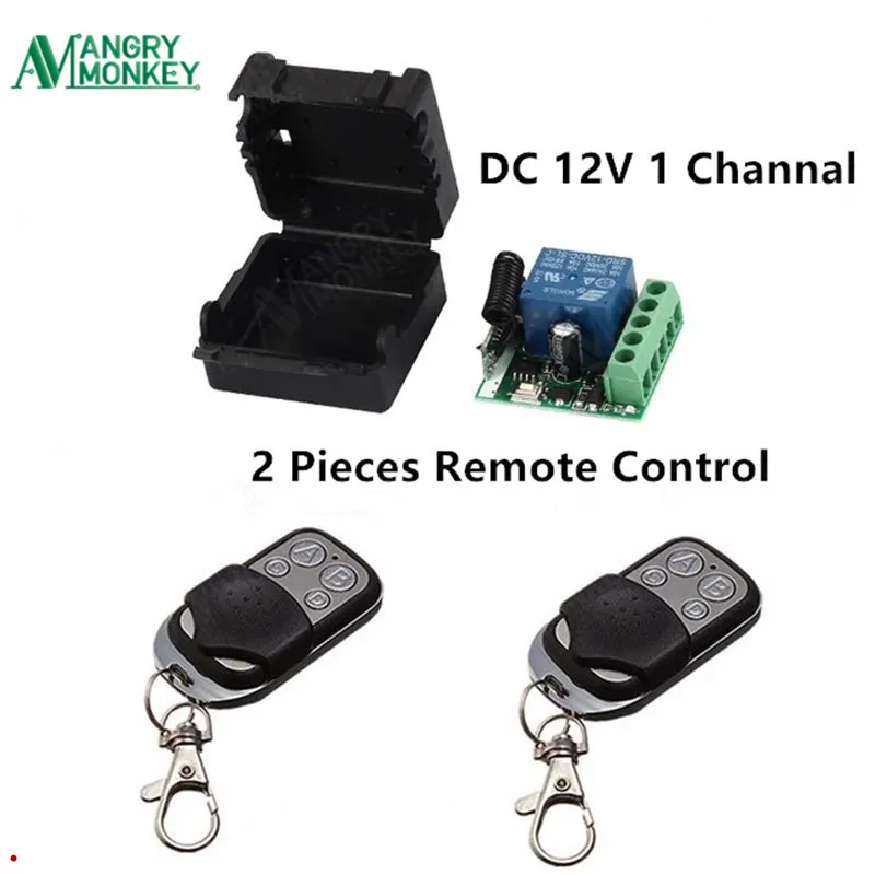 

433Mhz Universal Wireless Remote Control Switch DC 12V 1CH relay Receiver Module and 2 pieces Transmitter 433 Mhz Remote Control
