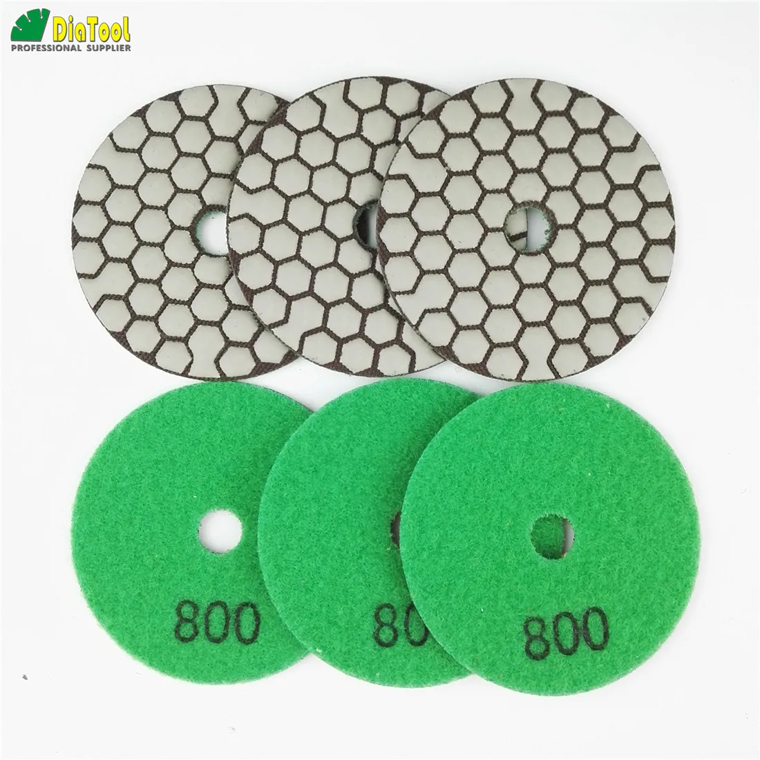 DIATOOL 6pcs 80mm 800 Resin Bond Flexible Diamond Dry Polishing Pads