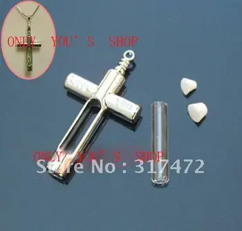 

FREESHIPPING!!! 100pcs charm Cross Shape Perfume Oil Vial Pendant