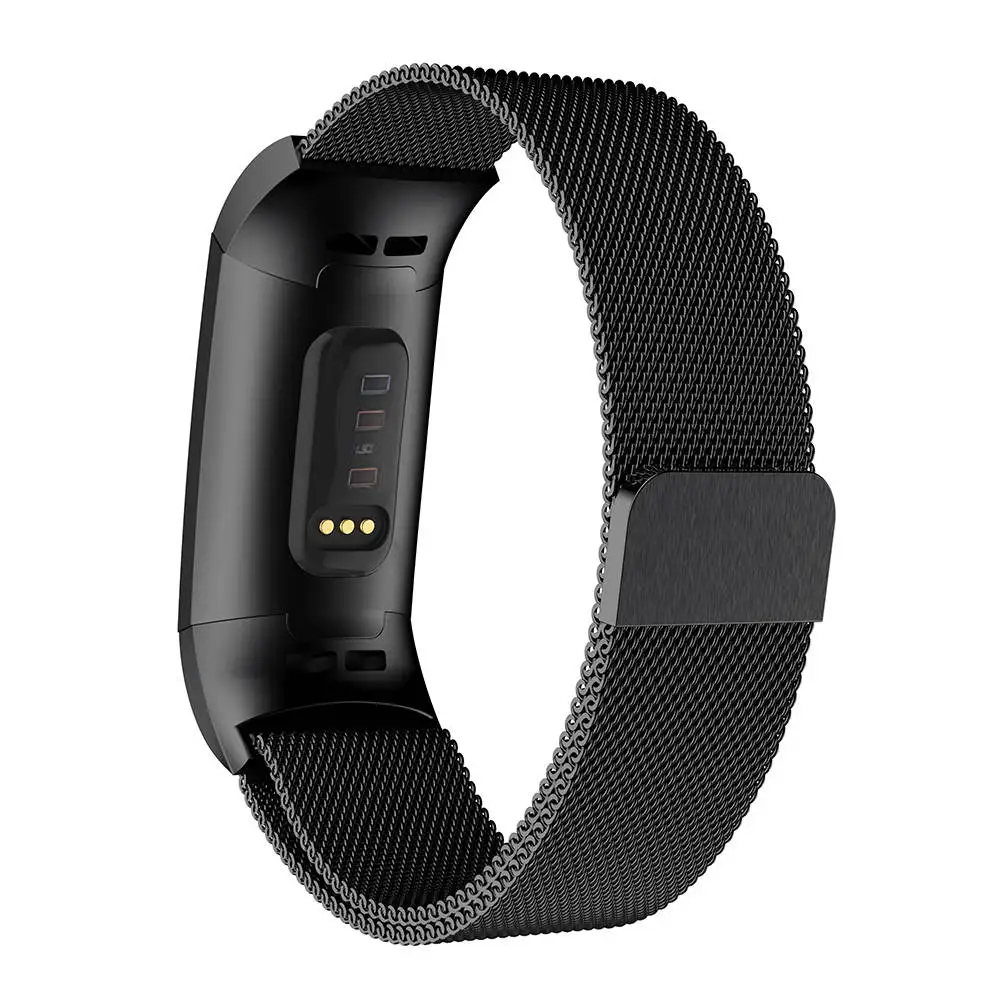 Нержавеющая сталь магнитный Миланский ремешок для Fitbit Charge 3 сменный ремешок для смарт-браслета для Fitbit Charge 3 ремешок для часов - Цвет ремешка: Черный