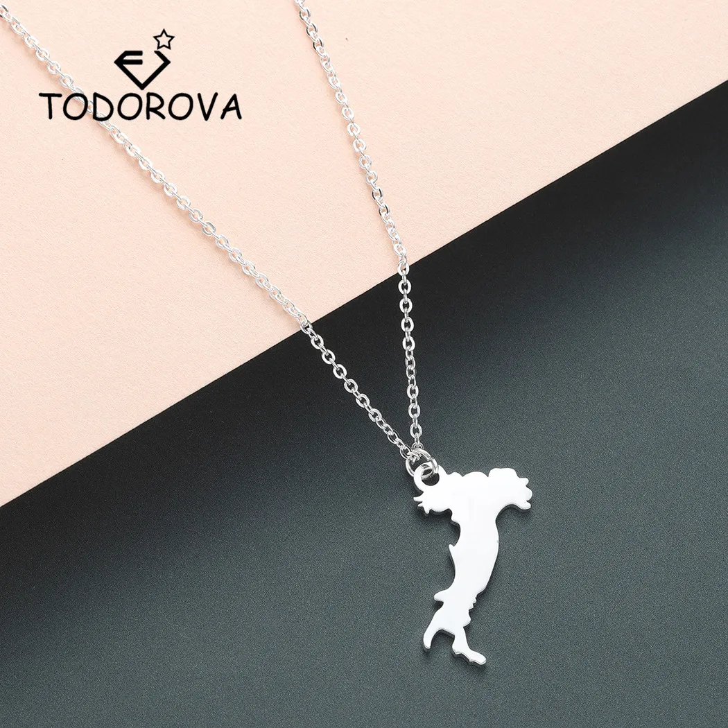 

Todorova Outline Country Italy Map Pendant Necklace Women Stainless Steel Chain Necklace Europe Trip Necklace Men Jewelry