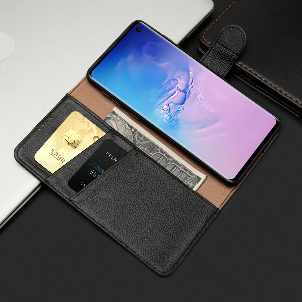 Чехол книжка из натуральной кожи для Samsung Galaxy S10 Plus S10e|Чехлы-портмоне| |