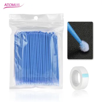 

100PCS Cotton Swab +1PC Volume Small Gauze Disposable Makeup Eyelashes Brushes Cotton Soft Swab Lash Extension Removing Tools