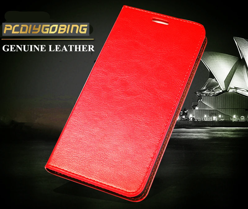 Роскошный кошелек с подставкой, чехол из натуральной воловьей кожи для huawei P9 Lite P10 Plus P8 Lite Honor 5X 6X GR5 mate 7 8 9 - Цвет: Красный