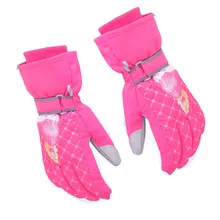 Перчатки для катания на лыжах, Детские Зимние лыжный с подогревом перчатки для девочек, спортивные водонепроницаемые ветрозащитные зимние варежки