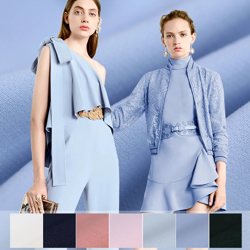 

145CM Wide 370G/M Weight White Pink Blue Color Solid Color Triacetate Polyester Fabric for Autumn Spring Dress Coat Jacket DE677