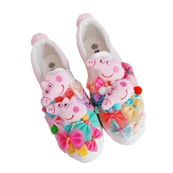 

2019 fashion Korean version of the pink pig girl bow canvas shoes cute lazy shoes casual running shoes women