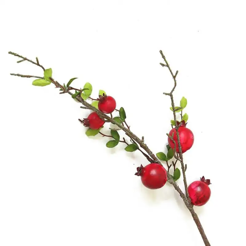 Искусственные фруктовые ягоды, искусственный гранат, красный букет цветов вишневого дерева, рождественское декоративное украшение