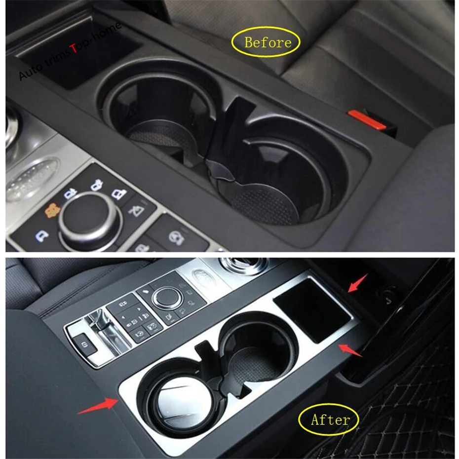 

Yimaautotrims Front Seat Water Cup Holder Cover Trim Fit For Land Rover L462 Discovery 5 2017 - 2020 / ABS Interior Mouldings