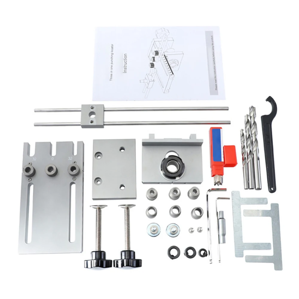 

3 In 1 Woodworking Drill Guide Kit Locator Dowelling Jig for Furniture Fast Connecting Cam Fitting
