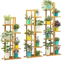 Напольная декоративная Цветочная полка для хранения, многоуровневый внутренний балкон, зеленая каша, твердая древесина, украшение для гостиной