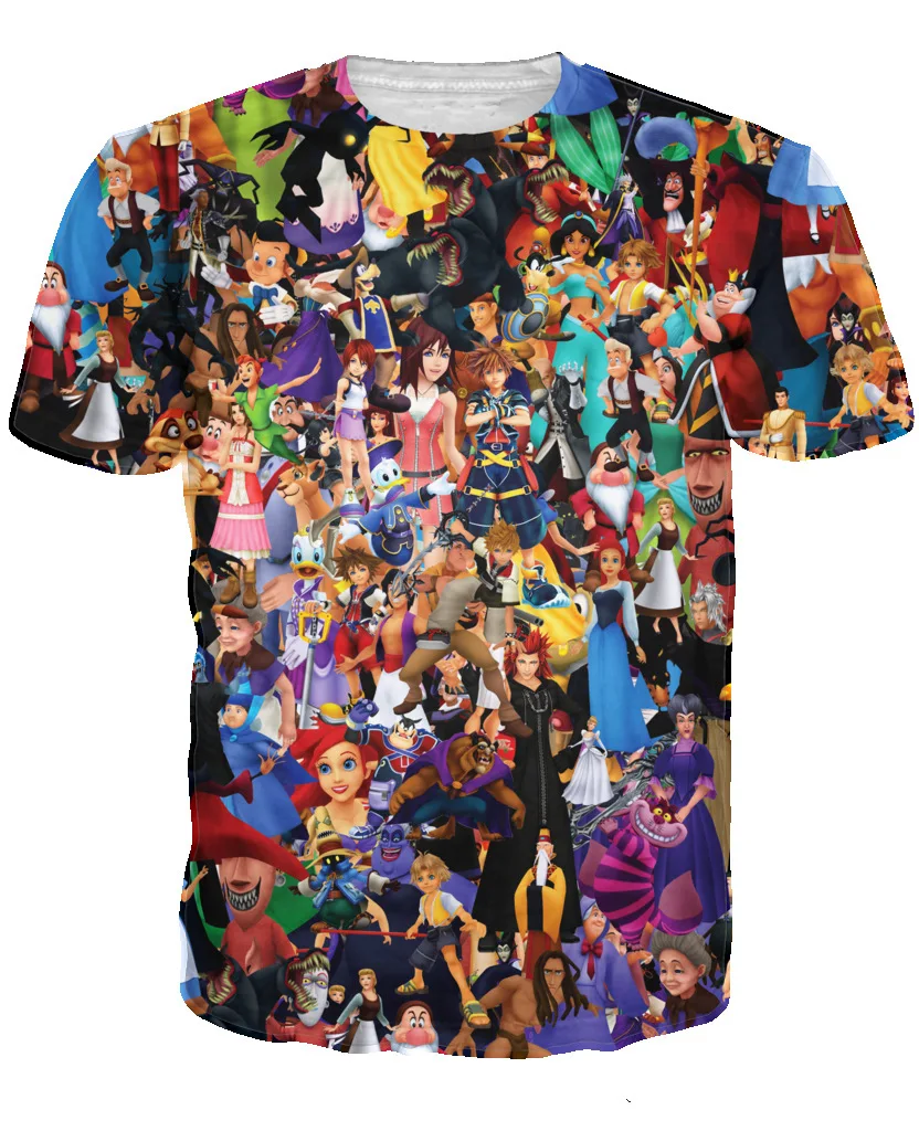 

3D Kingdom Hearts Collage T-shirt Fashion Clothing Sexy Style Sora Xemnas Xigbar Xaldin Shirt Tee Tops For Women Men