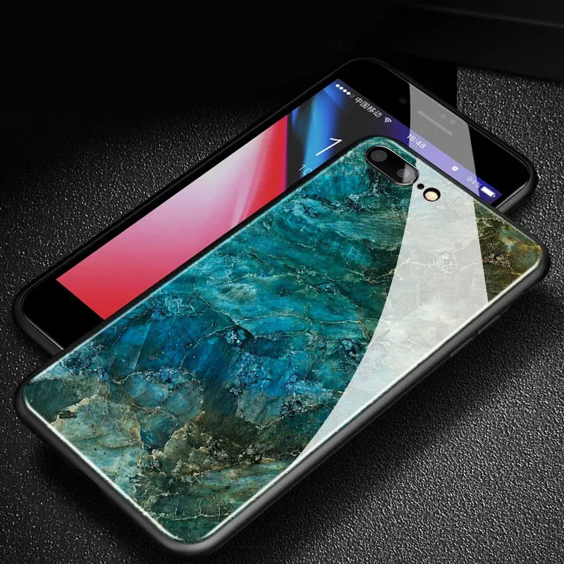 Colourful Ceramic Tiles Pattern Tempered Glass Phone Case Soft Silicone