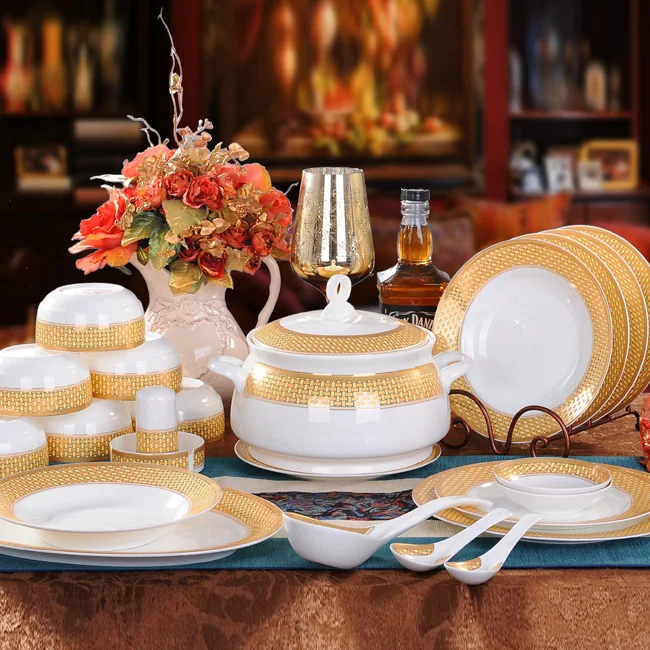 Bone China Dinnerware Set Ceramic Plates and Dishes Bowls 46pcs combination Tableware Ceramic Bone China Dinnerware Set Ceramic Plates and Dishes Bowls 46pcs combination Tableware Ceramic