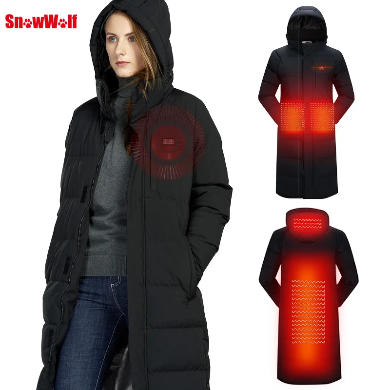 Comprar SNOWWOLF 2019 chaqueta térmica con USB para hombre y mujer, para invierno, al aire libre para amantes, abrigo térmico con capucha, ropa térmica eléctrica para senderismo