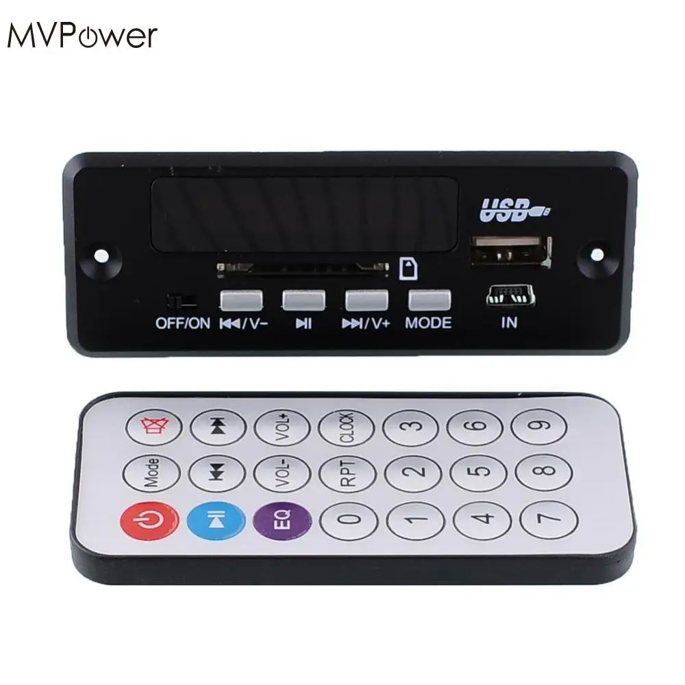 MVpower черный USB SD FM радио RS MMC аудио MP3 плеер модуль DC5V 12V DIY мини пульт дистанционного