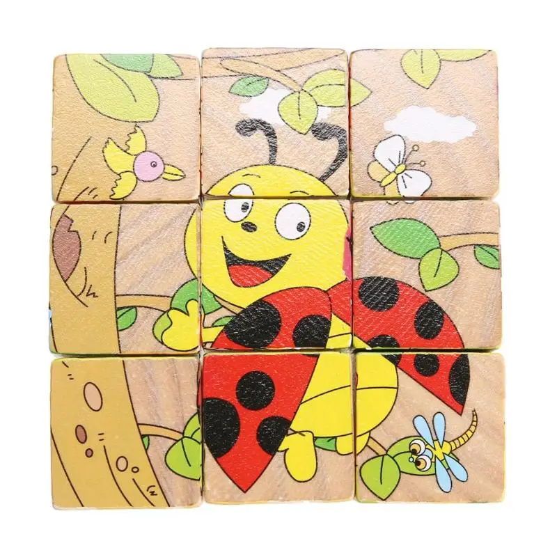 

Kids Wooden Blocks Toys Cartoon Animal Baby Fruit Vegetable Transport Children Print Wooden Cubes Toy Baby Block Educational Toy