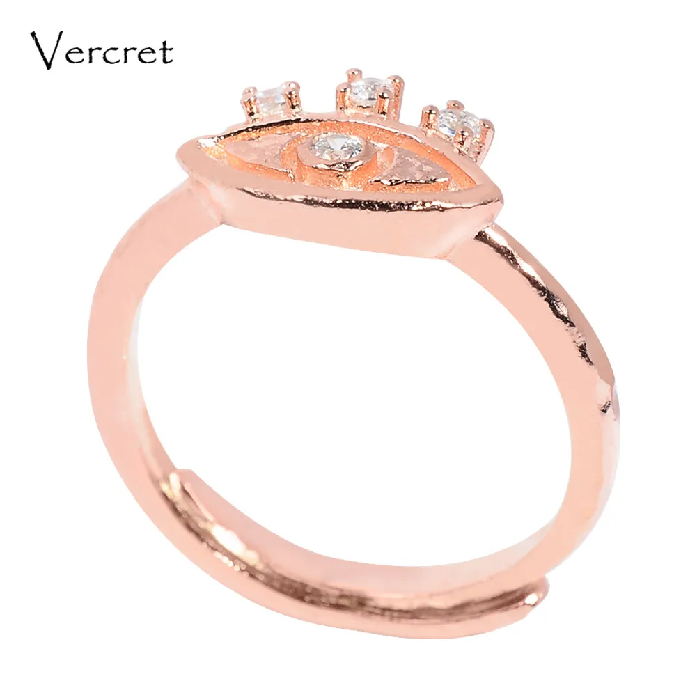 Кольца Vercret из стерлингового серебра с регулируемым размером для женщин, кольцо с цирконием и звездой, вечерние ювелирные изделия, подарки - Цвет камня: SR7086