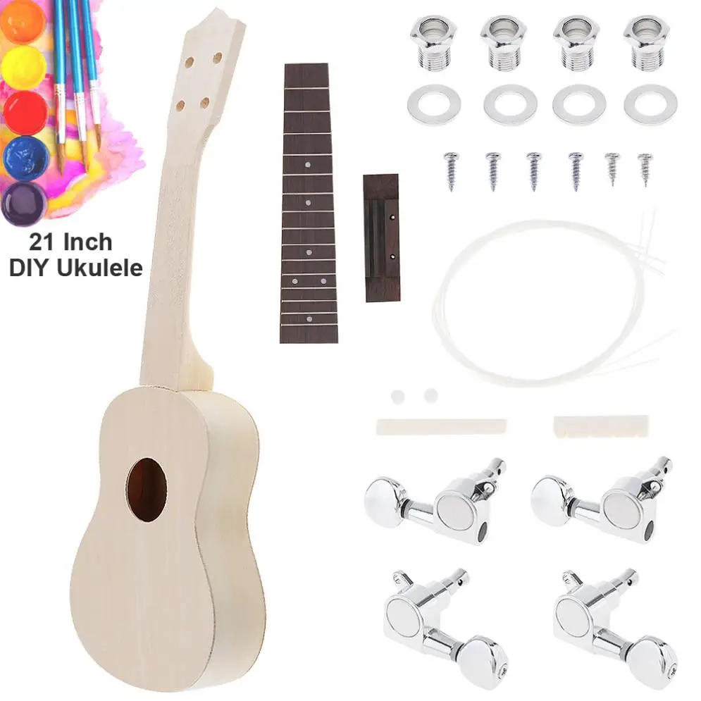 21 Inc Basswood Ukulele Diy Kiti Soprano Hawaii Gitar Elisi Boyama