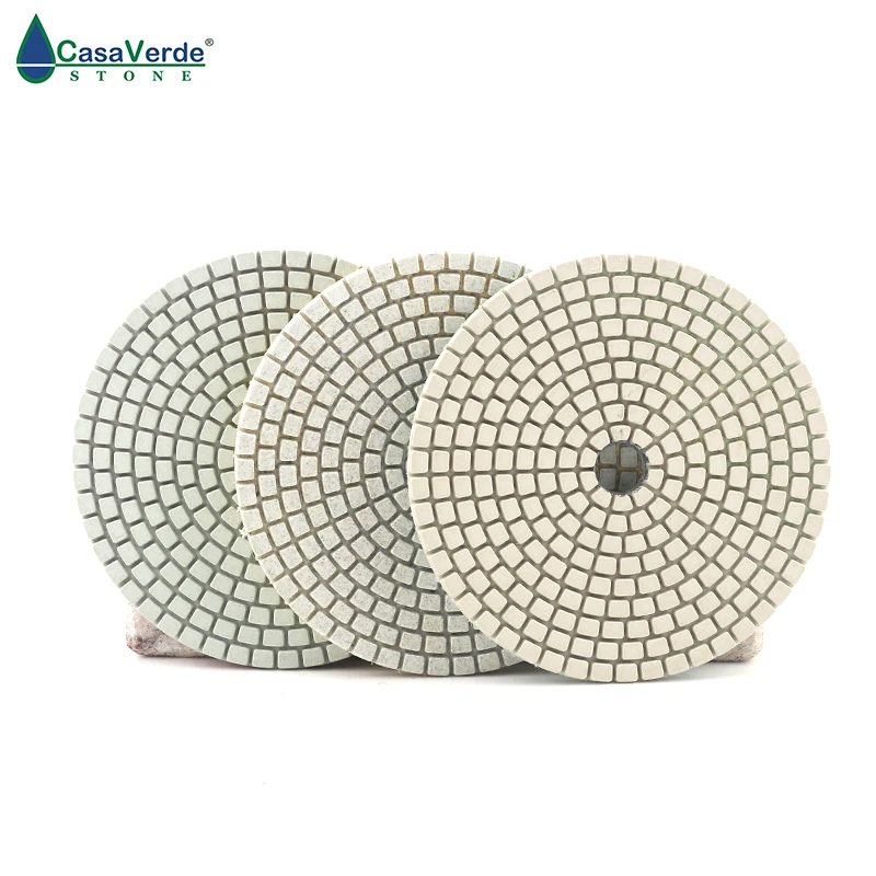 DC-AWS3PP02 D100mm flexible dry and wet diamond 4 inch 3 step polishing pads for granite and marble 4 inch wet dry 3 step polishing pads high density pregnant chips perfect for marble terrazzo cement floor