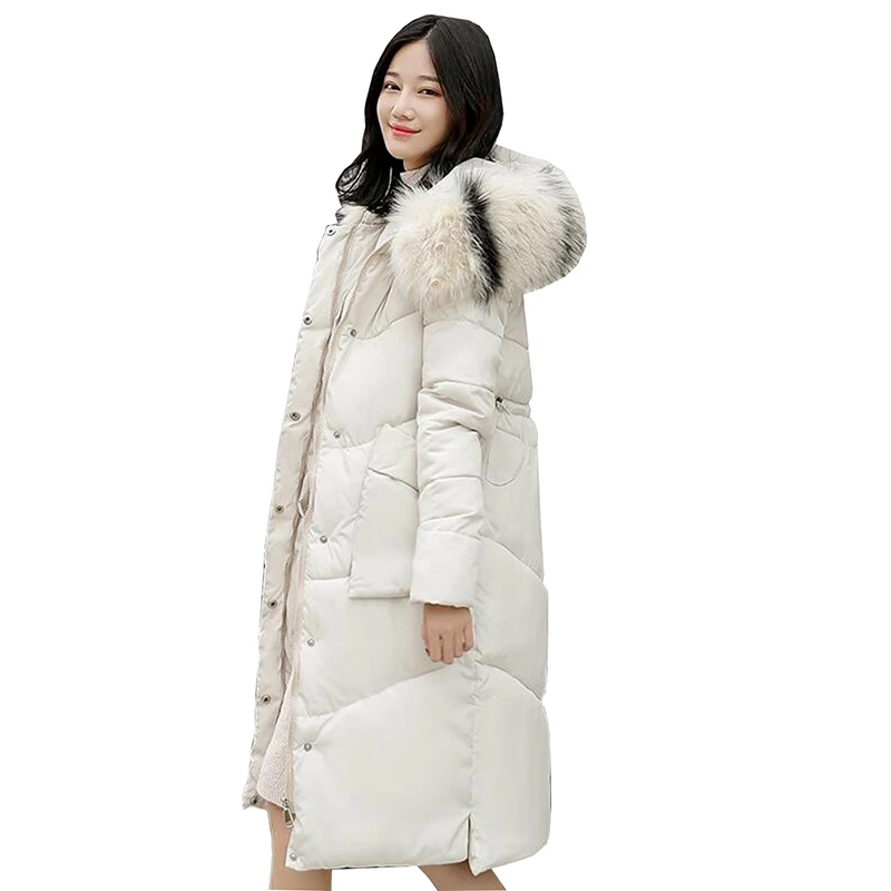 #*Cheap 2018 Winter Jacket Women Big Fur collar Hooded Thicken Down cotton Long Parkas Female Plus size Slim Coat Warm Winter Outwear