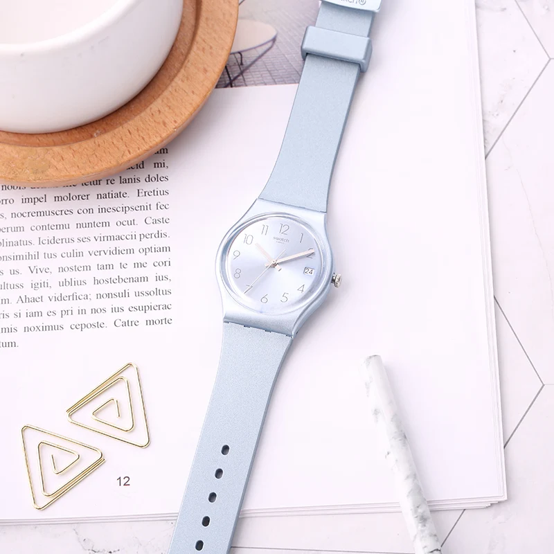Swatch часы классический цвет пароль серии свежий синий кварцевые мужские и женские