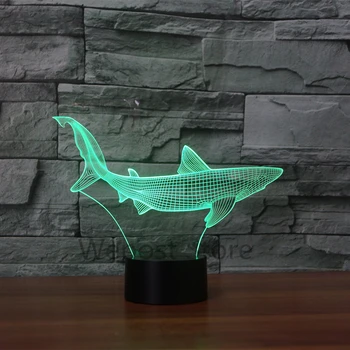

7 Colors Changing 3D LED Animal Night Light Cool Shark Desk Table Lamp USB Touch Light Home Decoration Children Gift