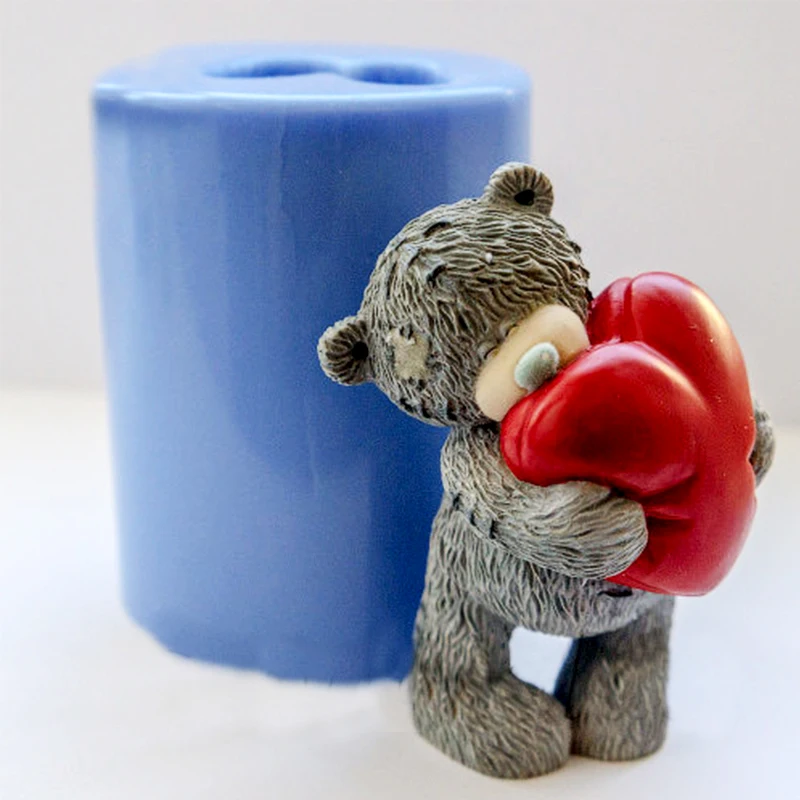 Животные плесень 3D плюшевый медведь с сердцем пресс-формы для мыла силиконовые формы для мыла плюшевый медведь формы свечи формы Арома каменные формы