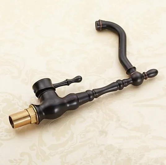 Kitchen Wet Bar Bathroom Vessel Sink Faucet Black Oil Rubbed Bronze One Handle Swivel Spout Mixer Tap Single Hole msf098
