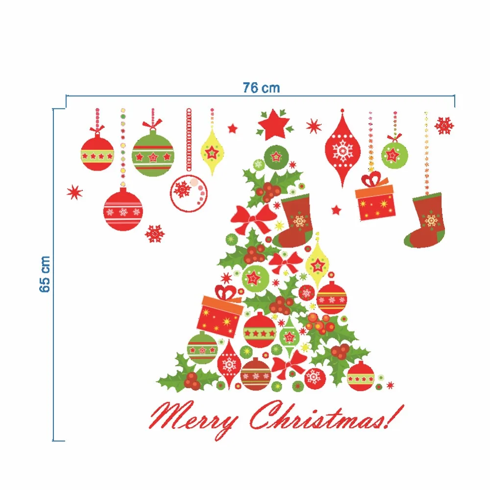 Christmas Tree Gift Bells Wall Sticker Decals Party Store Window Decoration New Year Home Decor Poster Mural