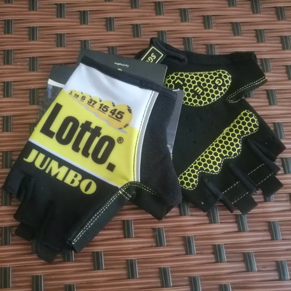 Командные Лото Джамбо желтые велосипедные перчатки гелевые амортизационные pro высококачественные летние велосипедные перчатки на полпальца Размер m-XL - Цвет: yellow LOTTO